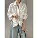 Yanshuang Linen Blend Tencel Cotton V-Neck Shirt For Women Autumn Simple Casual Long Sleeve Loose Top 82209_ecoleips.com