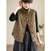 girl 2023 Autumn Winter New Fashion Artistic Retro Ethnic Style Button Down Cotton Warm Versatile Women's Vest_ecoleips.com