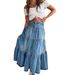 Women's Clothing New Products Bohemian A Line Layered Cake Denim Skirt_ecoleips.com