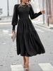 2024 Autumn/Winter New Women's Bohemian Style Round Neck Lantern Long Sleeve Casual Dress_ecoleips.com