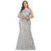 Women's Clothing Large size evening dress hot style version sequined mesh fishtail slim sexy women's clothing in stock_ecoleips.com