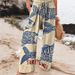 Women's High-Waisted Casual Loose Wide-Leg Pants Digital Print Cotton Spring/Autumn Regular Fit Foreign Trade_ecoleips.com