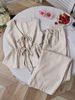 Women's Summer Solid & Striped Outfit Set - Sleeveless Tie-Front Top & Wide-Leg Pants Casual Two-Piece_ecoleips.com
