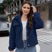 Women's Autumn/Winter Fluffy Ribbed Cardigan – Short Cropped Lapel Jacket | Soft Polyester Fleece | 4 Trendy Colors | S-XXL_ecoleips.com