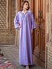 Lavender Embellished Kaftan Dress With Hand-Sewn Crystals – Elegant Modest Long Sleeve Maxi (S-XXL)_ecoleips.com