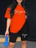 Summer Women's Casual Fashion Letter Pattern Printed Loose T-shirt Shorts Two-piece Set Set Summer Sportswear Suitable For Daily Wear-183_ecoleips.com