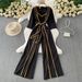 Women's French Style Striped Square Neck Jumpsuit Casual Loose Fit Wide Leg Pants Tie Waist Summer Romper_ecoleips.com