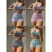 Women's Clothing High-Waisted Two-Piece Swimsuit Striped Print Drawstring Conservative Design Women's Swimwear_ecoleips.com