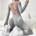 2-Piece Yoga Fashion Hollow Back Thumb Hole Short Sports T-Shirt And Leggings Fitness Set Yoga Clothing_ecoleips.com