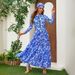 Women's Long Sleeve Zippered Surf Suit Blue Printed European American Style Swimwear For Huludao_ecoleips.com