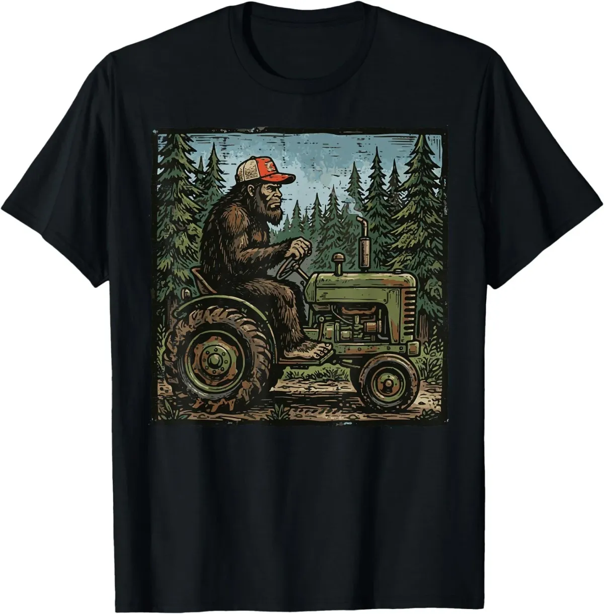 Women's T-Shirts Bigfoot Sasquatch Tractor Funny Farm Farmer Men Women Kids T-Shirt_ecoleips.com