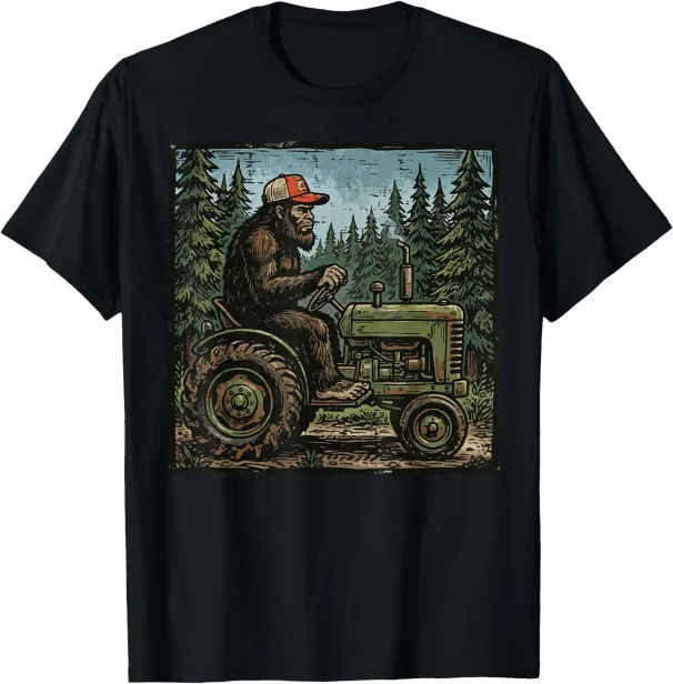 Women's T-Shirts Bigfoot Sasquatch Tractor Funny Farm Farmer Men Women Kids T-Shirt_ecoleips.com