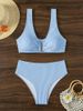 Women's Clothing Sexy Solid Color High Waist Bikini Beach Split Swimsuit Women's Swimwear _ecoleips.com