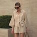 Women's Clothing Spring And Summer Comfortable Simple Cotton And Linen Pocket Lapel Three Quarter Sleeve Shirt Shorts Set_ecoleips.com