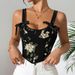 Retro Black Vest Lace Up Small Vest Floral Suspender Sexy Bra Retro Lace-Up Black Bralette – Floral Strappy Crop Top For Women_ecoleips.com