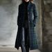 K Women's Single Breasted Digital Printed Plaid Street Trendy Long Sleeved Cardigan Jacket_ecoleips.com