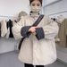 girl Factory Direct Retro Black And Gray Plaid Reversible Padded Jacket For Women Winter Petite Lazy Loose Cotton Coat_ecoleips.com