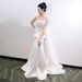Women's Clothing Top Light Wedding Dress Bride Simple Niche Satin Temperament Out Of The Gauze Forest Bow Engagement Dress Skirt_ecoleips.com