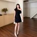 Plus Size Hepburn Style High-End Women Summer Elegant Little Black For Chubby MM Tummy Covering Slimming New Dress_ecoleips.com