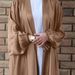 Women's Clothing Loriya Casual Cardigan Dress For Women Plus Size With Drawstring Sleeves Muslim Fashion Modest Abaya Dress_ecoleips.com