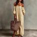 2026 Summer New Elegant Casual Loose One Collar Striped Dress For Women_ecoleips.com