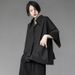 Gothic Oversized Shirt for Women Asymmetrical Layering Polo Collar Dark Aesthetic Loose Fit Open Front Blouse M to XL Black_ecoleips.com
