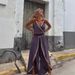 Women's Clothing Internet Celebrity Same Style Gold Ribbon Trim Waist V Neck Loose Suspender Jumpsuit_ecoleips.com