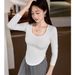 2025 Modal Cotton U-Neck T-Shirt Women's Long Sleeved 2025 Autumn Winter New Item, Tight And Sexy, Pure Desire Style, Inner_ecoleips.com