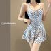Vintage-Inspired Retro Polka Dot One-Piece Swimsuit With Open Back & Flirty Skirted Design For Women_ecoleips.com