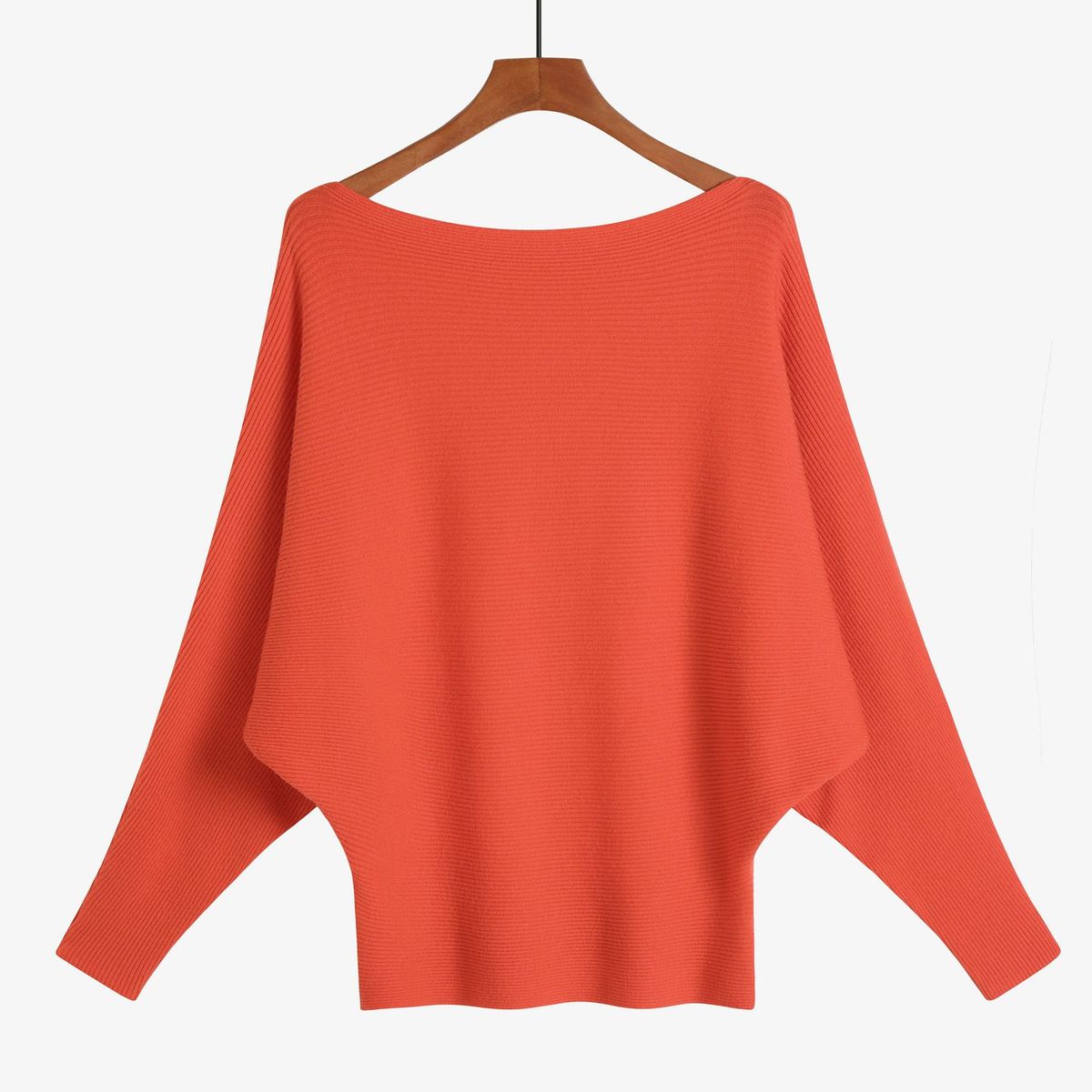 Women's Oversized Batwing Sleeve Sweater - Soft Ribbed Knit Pullover With Boat Neckline, Comfortable Loose Fit, Versatile Casual & Office Wear_ecoleips.com