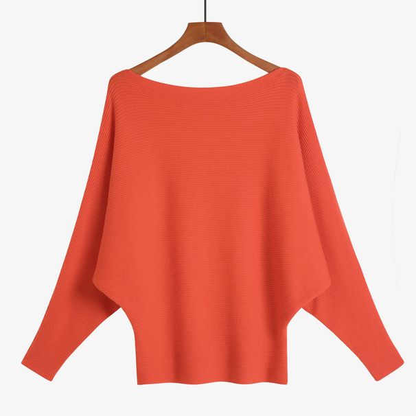 Women's Oversized Batwing Sleeve Sweater - Soft Ribbed Knit Pullover With Boat Neckline, Comfortable Loose Fit, Versatile Casual & Office Wear_ecoleips.com