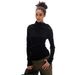 Elegant Long High-Neck Knit Sweater With Scarf Collar & Curved Hem - Versatile Layering Staple For Women_ecoleips.com