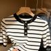 French-Inspired Striped Knit Top – Slim Fit Short Sleeve Shirt For Women, Chic & Youthful Casual Wear_ecoleips.com
