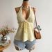 Women's Clothing New Sexy V Neck Backless Halter Neck Tank Top Sleeveless Summer Jacquard Top_ecoleips.com