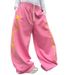 Unisex American Style Relaxed Star Print Wide Leg Sweatpants Drawstring Casual Drapey Versatile Straight Leg Loose Fitting Trousers_ecoleips.com