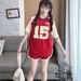 Unisex Raglan Sleeve Color Block Short Sleeve Top With Wide Leg Shorts Set - American Casual Sportswear Outfit_ecoleips.com