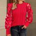 Women's Clothing Autumn Long Sleeve Fashion Mesh Splicing Round Neck Top T Shirt Women_ecoleips.com
