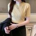 Summer New Women's Slim Fit Knitted Short Sleeve Pullover Sweater round Neck Base Layer Top plus Size Clothes_ecoleips.com