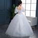 Summer/Autumn Plus Size Wedding Dress Simple Off Shoulder Mid Sleeve Lace Floor Length Slimming Dress For Women_ecoleips.com