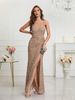 Women's Clothing Evening Dress Banquet Temperament Slim Daily V Neck Sequin Dress_ecoleips.com