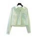 Women's Clothing Spring And Autumn Fashion Small Light Blue Short Shirt Women's Double Pocket Loose Long Sleeve Shirt_ecoleips.com