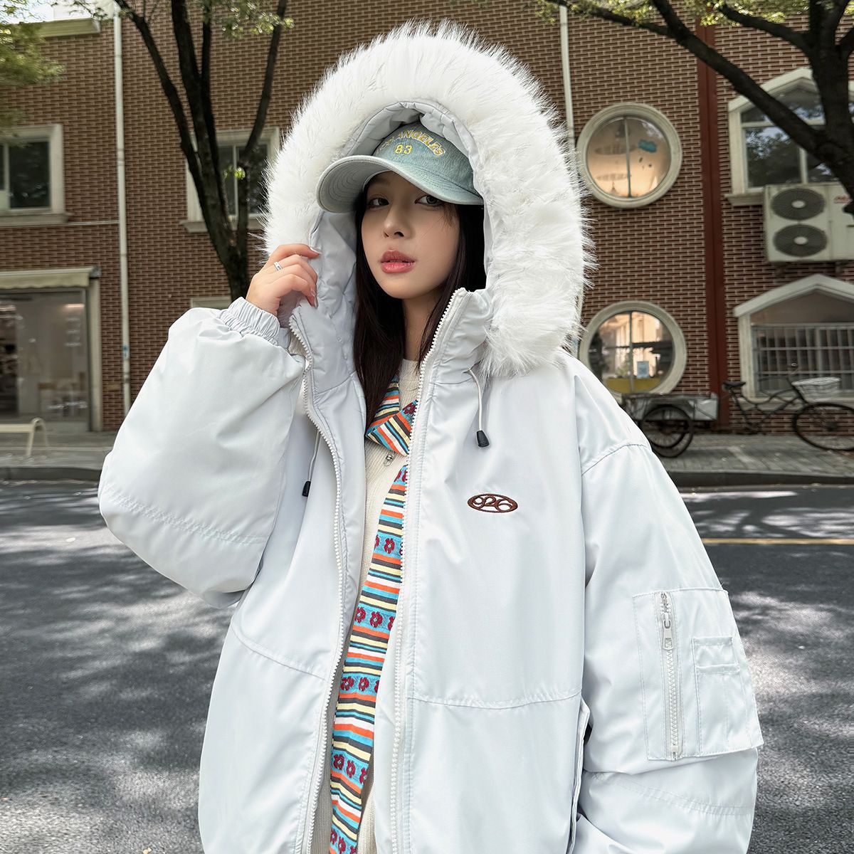 Big Fur Collar Hooded Tooling Down Cotton Clothes Women's Winter Big Fur Collar Short Niche Thickened Coat_ecoleips.com