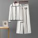 Women's Clothing Knitted Suit Single Breasted Polo Collar Sweater Casual Sports Wide Leg Pants Two Piece Suit_ecoleips.com
