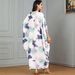 Muslim Dress Women Elegant Printed Dubai Abaya Dress – Batwing Sleeve Muslim Robe For Women, Flowy Long Dress With Middle Eastern Floral Design_ecoleips.com