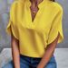 Women's Summer Casual Solid-Color V-Neck Loose Shirt Top_ecoleips.com