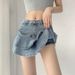 Women's Clothing Denim Skirt Female Lining Design High Waist Slim A Line Ruffled Hip Skirt Summer_ecoleips.com