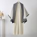 Early Autumn Women's Knit Set ElegantCape Poncho Solid Dress Viscose Blend Office Wear Lightweight Layered Outfit (Beige/Black/Khaki/Camel One Size)_ecoleips.com