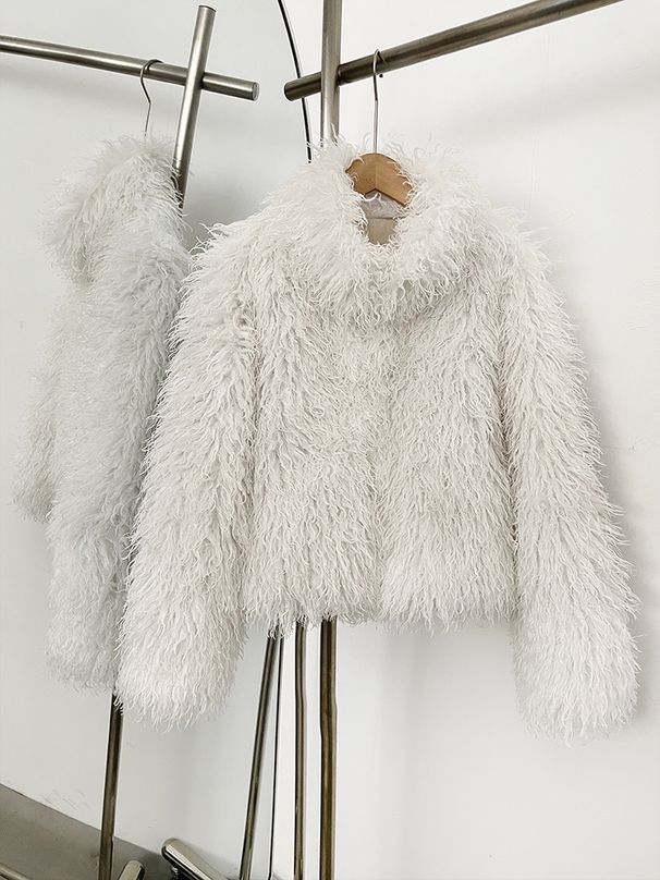 Faux Fur Short Coat For Women - Elegant Office Wear, Versatile Solid Color Jacket, Petite Sizes Available (S/M/L)_ecoleips.com
