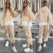 Women's Clothing Casual Color Matching Women's Suit Loose Long Sleeved Fake Two Piece Sweatshirt Sports Trousers Two Piece Suit Female_ecoleips.com