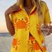 Women's Resort Style Printed Collared Shirt And Shorts Set Short Sleeve Summer Outfit_ecoleips.com